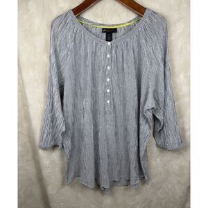 Cottagecore Cotton Striped Lane Bryant Flowy Tunic Top 26/28 Plus NWT